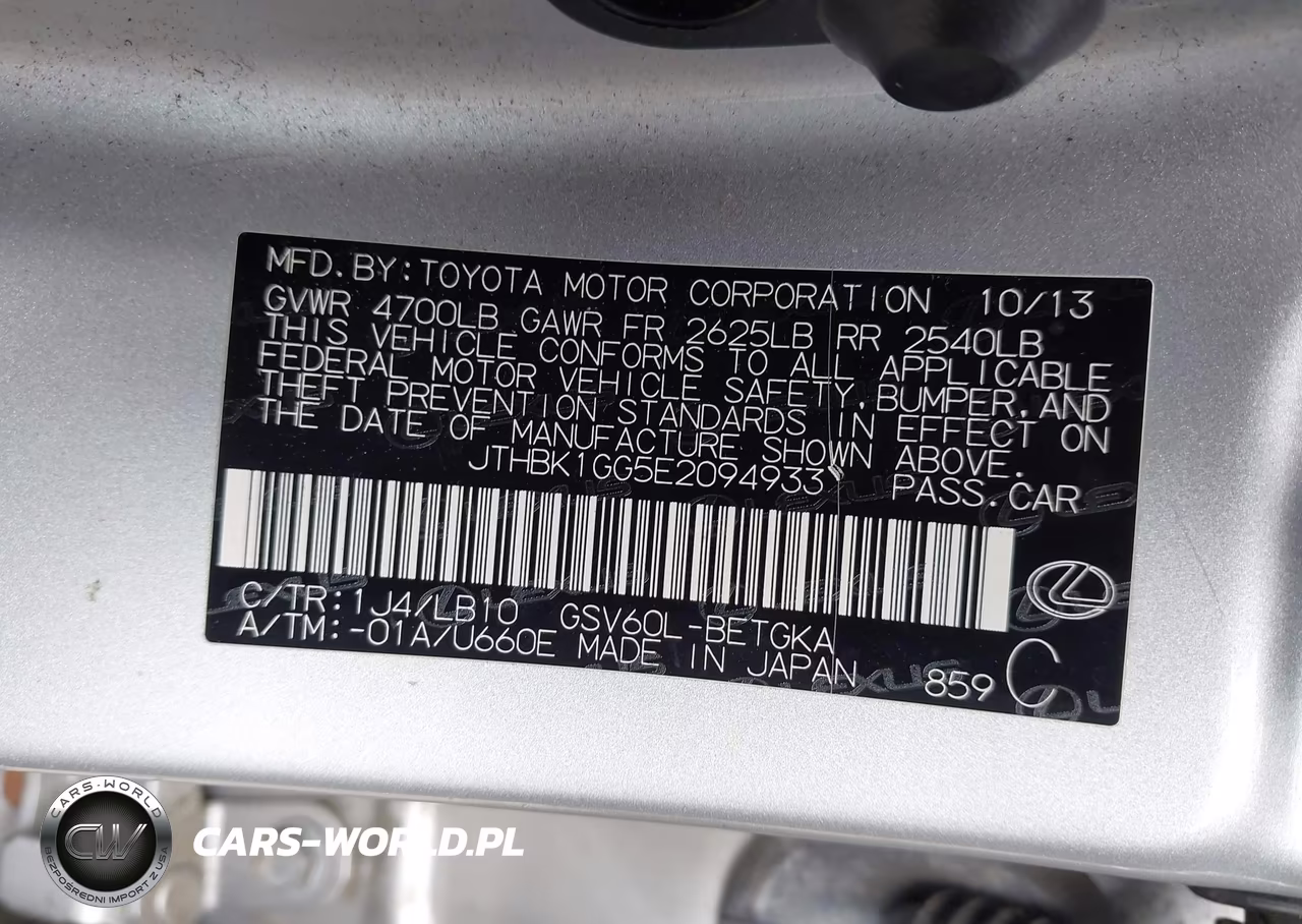 2014 Lexus Es 350 VIN:JTHBK1GG5E2094933 - 9