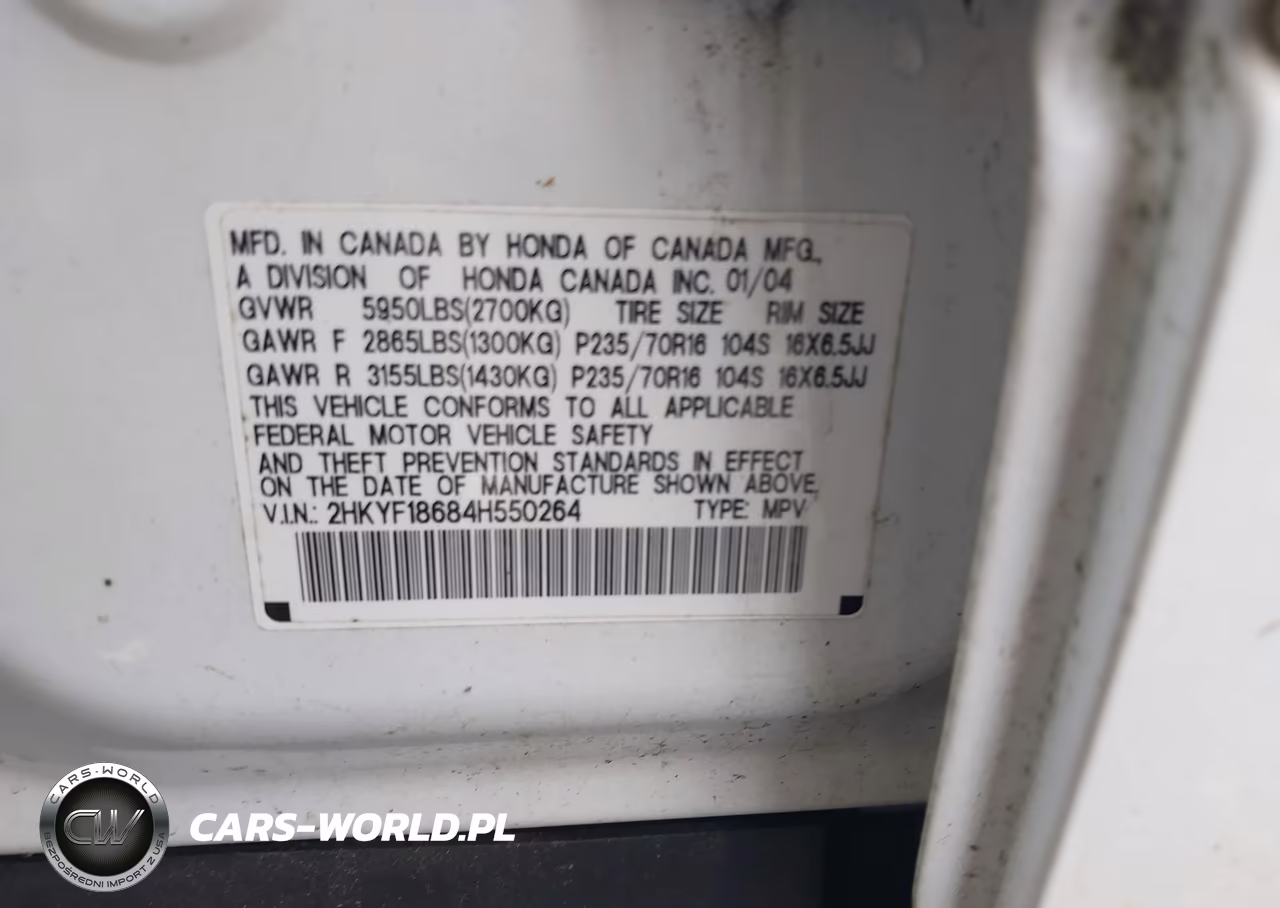 2004 Honda Pilot Ex-L VIN:2HKYF18684H550264 - 9