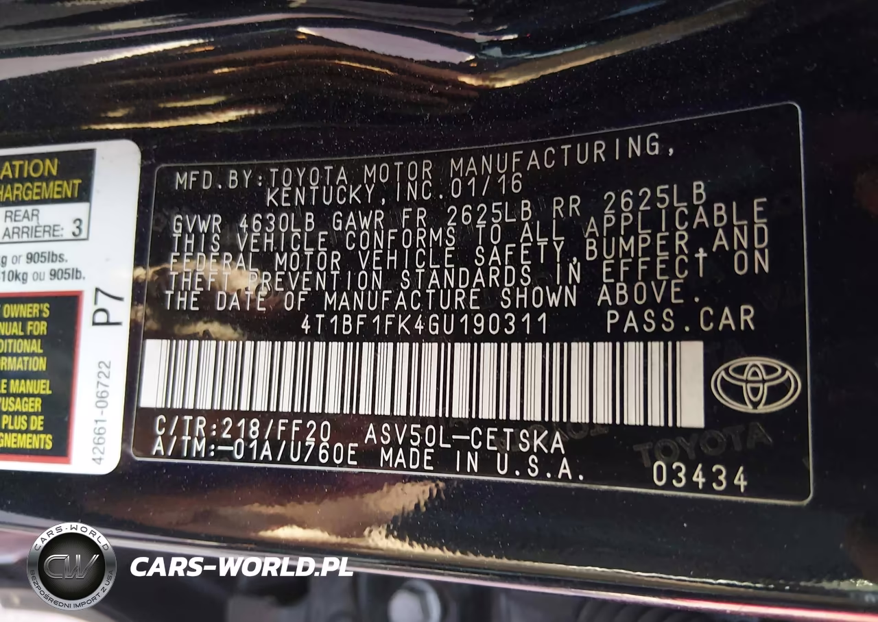 2016 Toyota Camry Se VIN:4T1BF1FK4GU190311 - 9