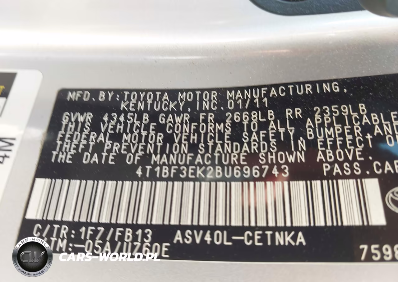 2011 Toyota Camry Le VIN:4T1BF3EK2BU696743 - 9