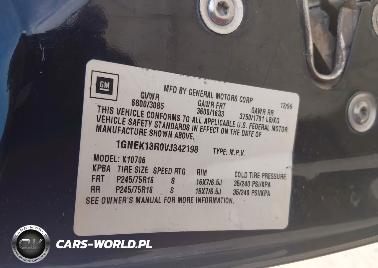 1997 Chevrolet Tahoe Ls VIN:1GNEK13R0VJ342198 - 9