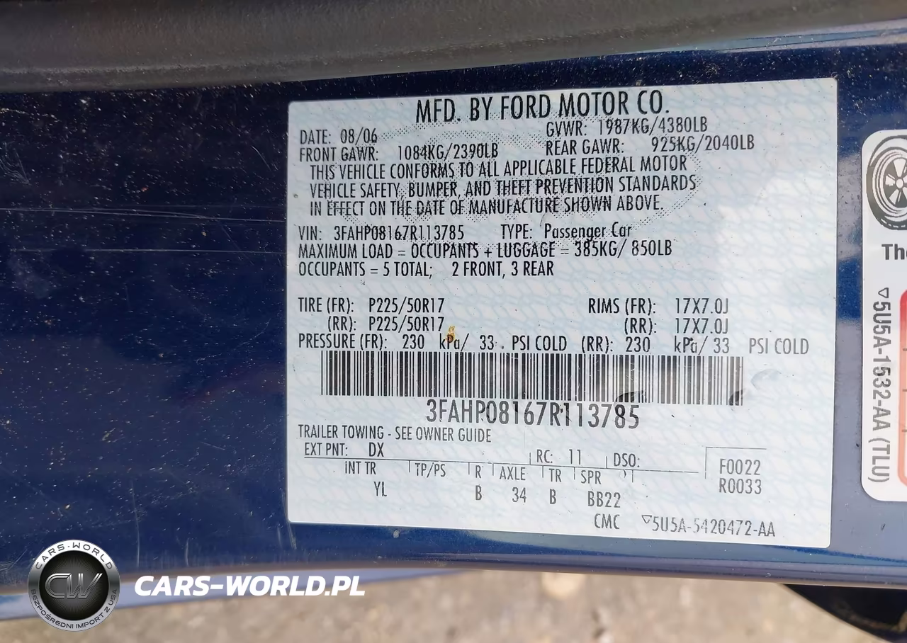 2007 Ford Fusion Sel VIN:3FAHP08167R113785 - 9