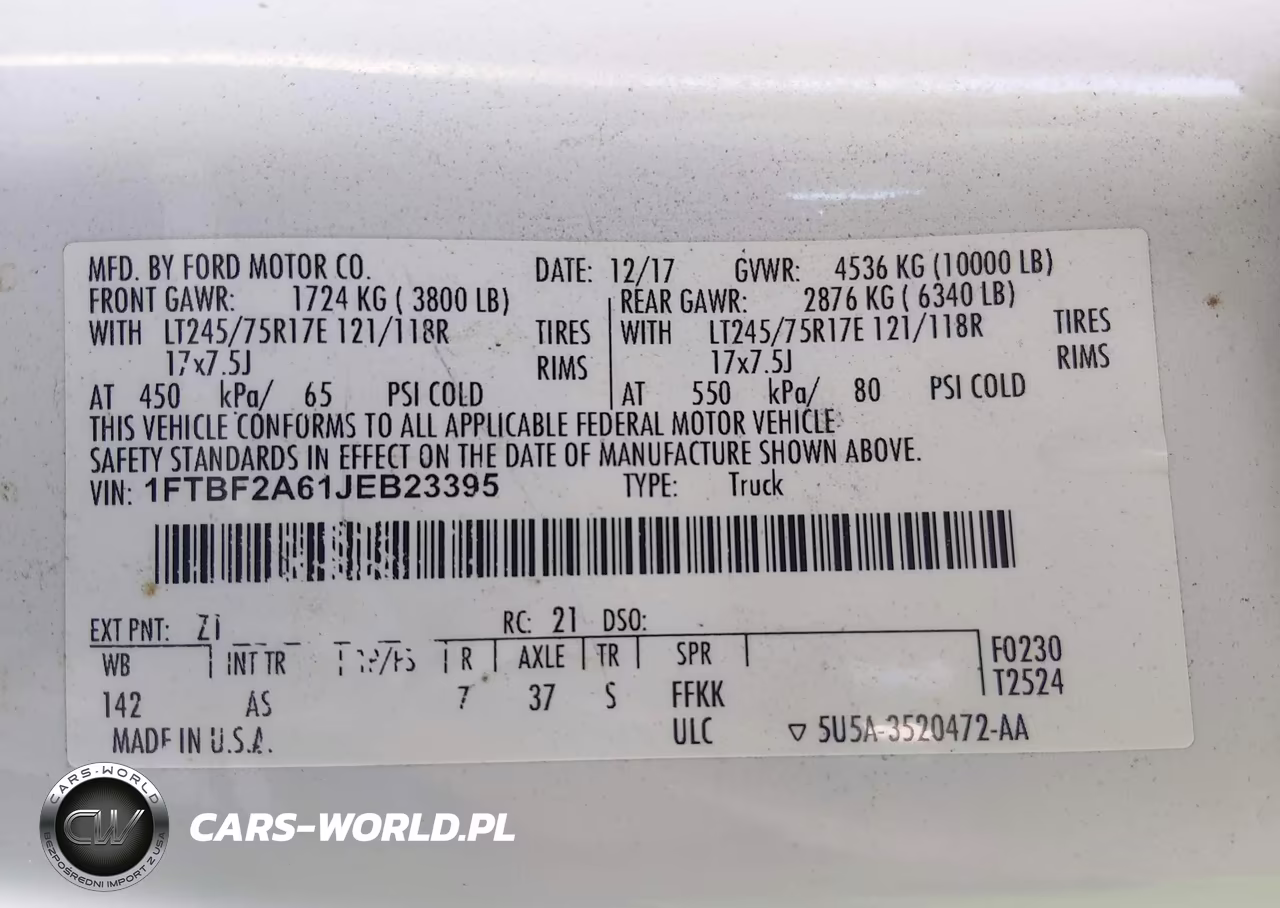 2018 Ford F-250 Xl VIN:1FTBF2A61JEB23395 - 9