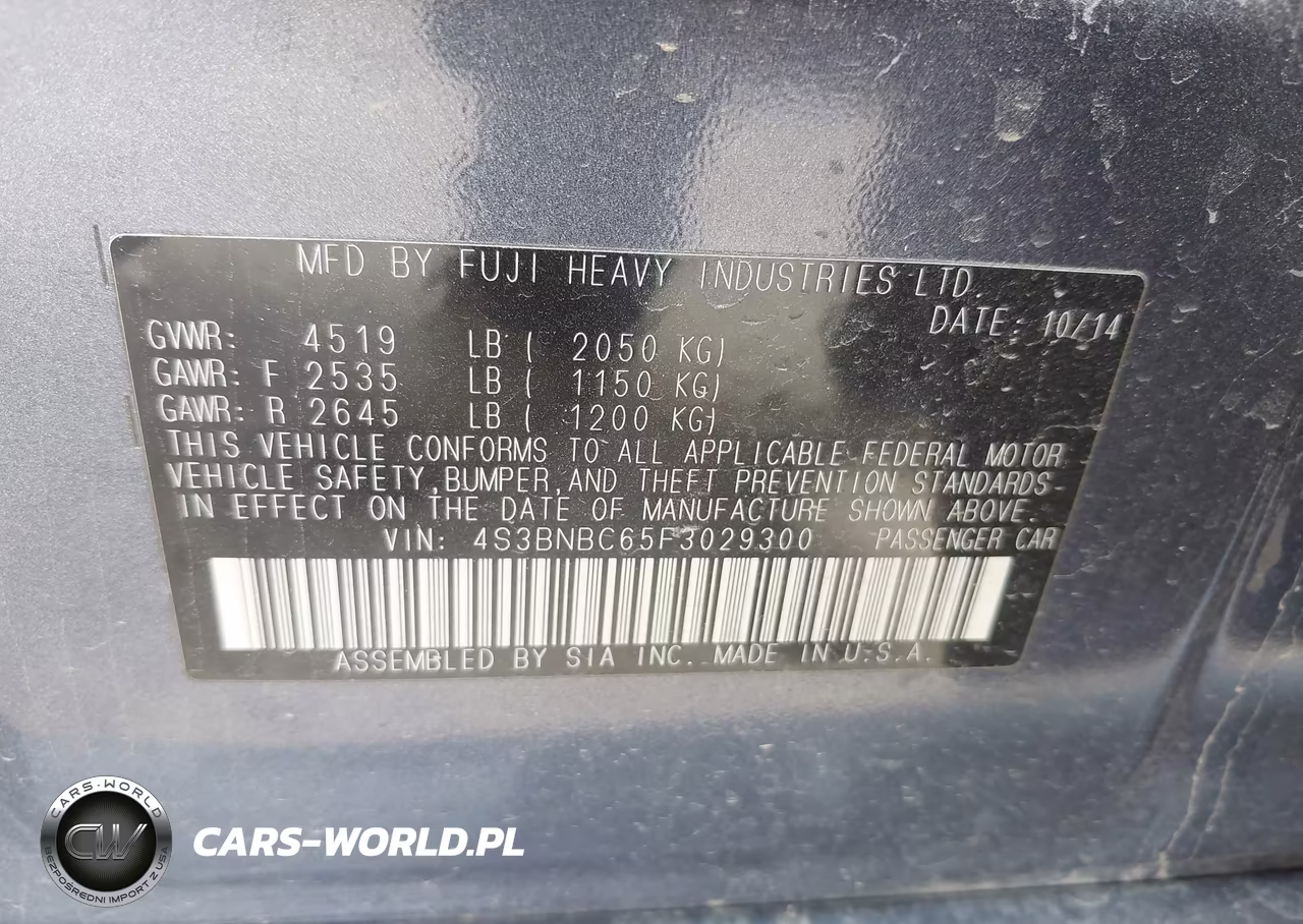2015 Subaru Legacy 2.5I Premium VIN:4S3BNBC65F3029300 - 9