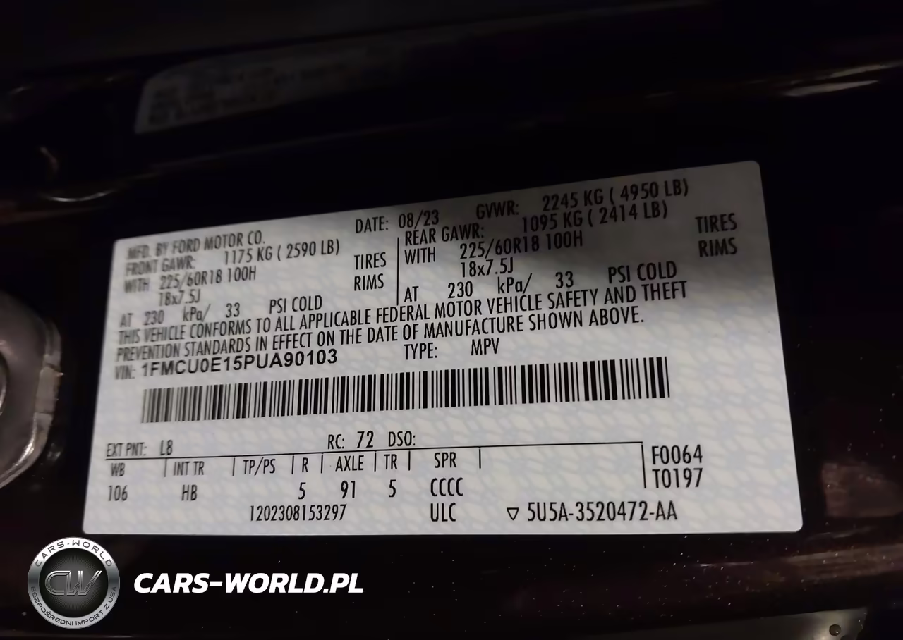 2023 Ford Escape Phev VIN:1FMCU0E15PUA90103 - 9
