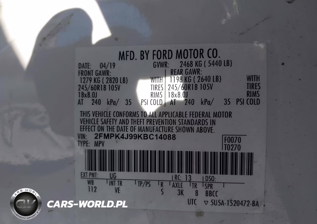 2019 Ford Edge Sel VIN:2FMPK4J99KBC14088 - 9