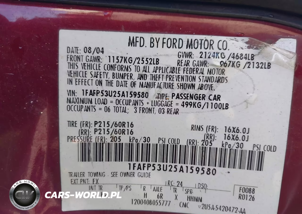 2005 Ford Taurus Se VIN:1FAFP53U25A159580 - 9