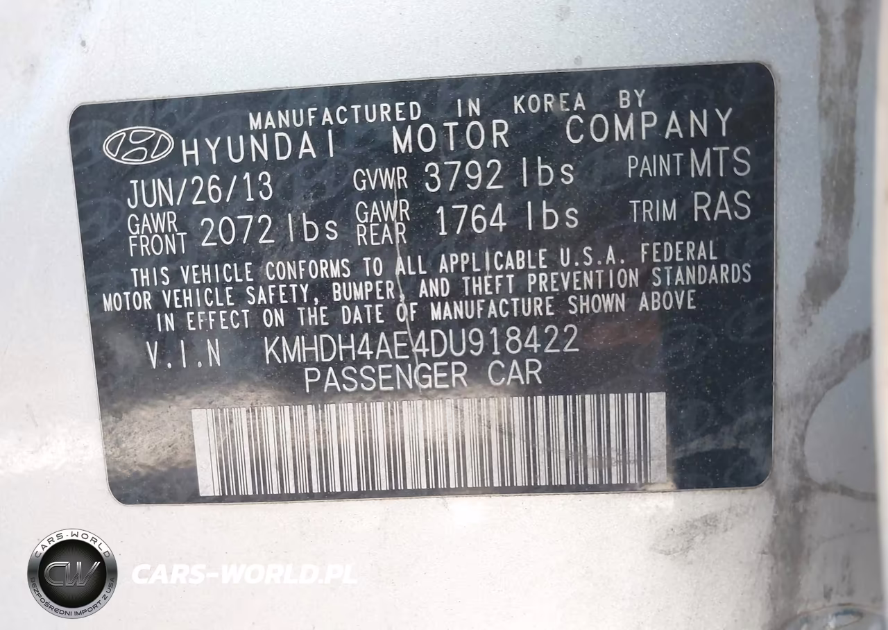 2013 Hyundai Elantra Gls VIN:KMHDH4AE4DU918422 - 9