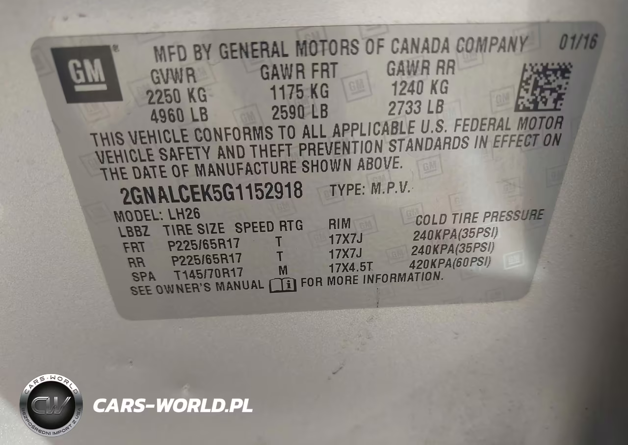 2016 Chevrolet Equinox Lt VIN:2GNALCEK5G1152918 - 9