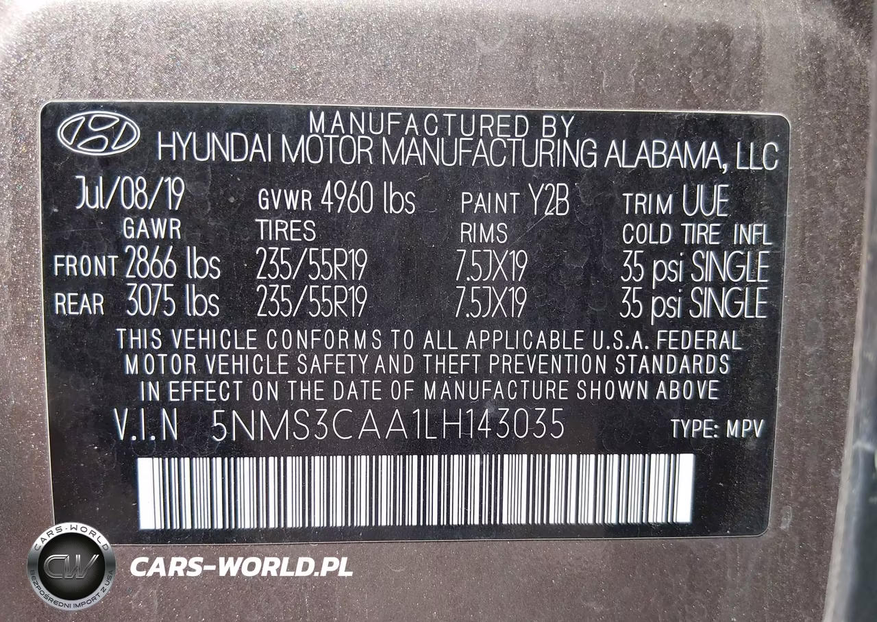 2020 Hyundai Santa Fe Sel 2.0T VIN:5NMS3CAA1LH143035 - 9