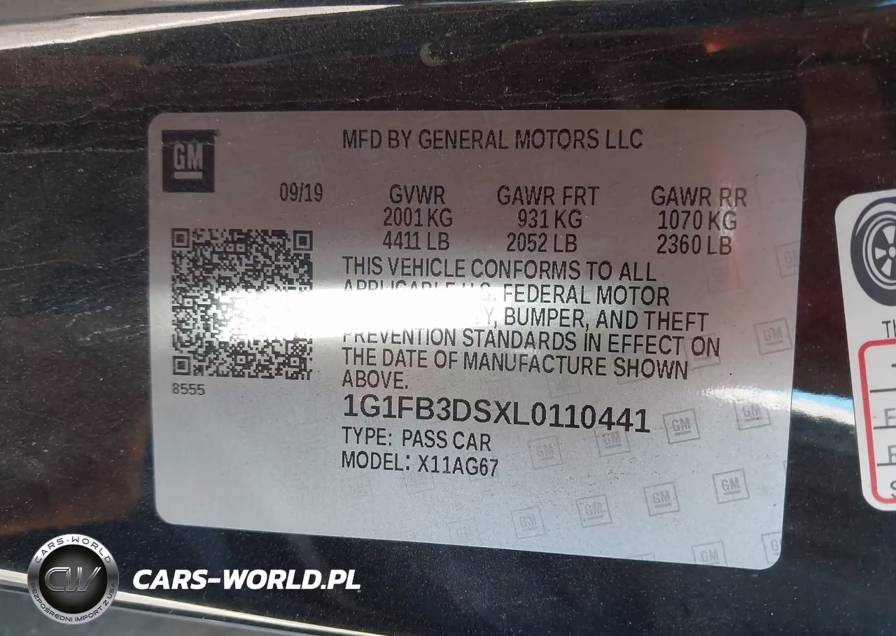 2020 Chevrolet Camaro Rwd 1Lt VIN:1G1FB3DSXL0110441 - 9