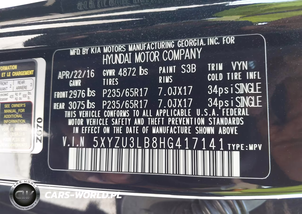 2017 Hyundai Santa Fe Sport 2.4L VIN:5XYZU3LB8HG417141 - 9
