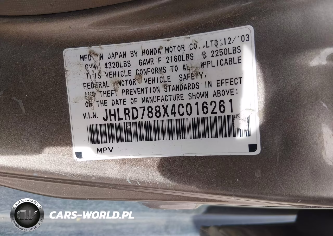 2004 Honda Cr-V Ex VIN:JHLRD788X4C016261 - 9