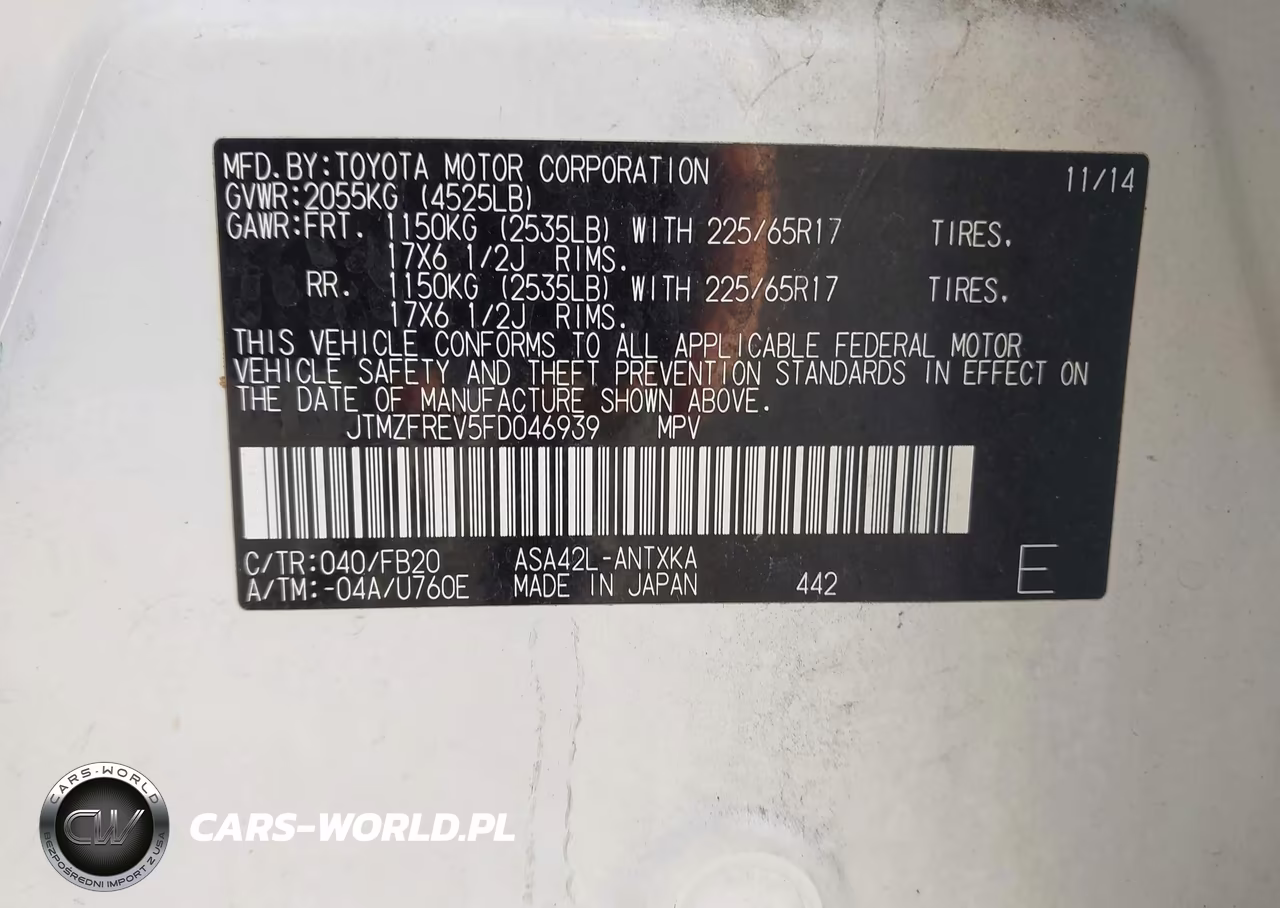 2015 Toyota Rav4 Le VIN:JTMZFREV5FD046939 - 9