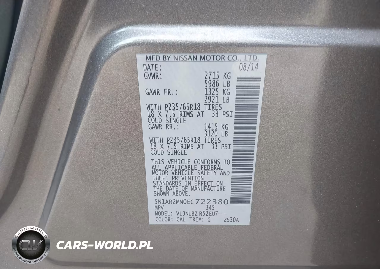 2014 Nissan Pathfinder S VIN:5N1AR2MM0EC722380 - 9