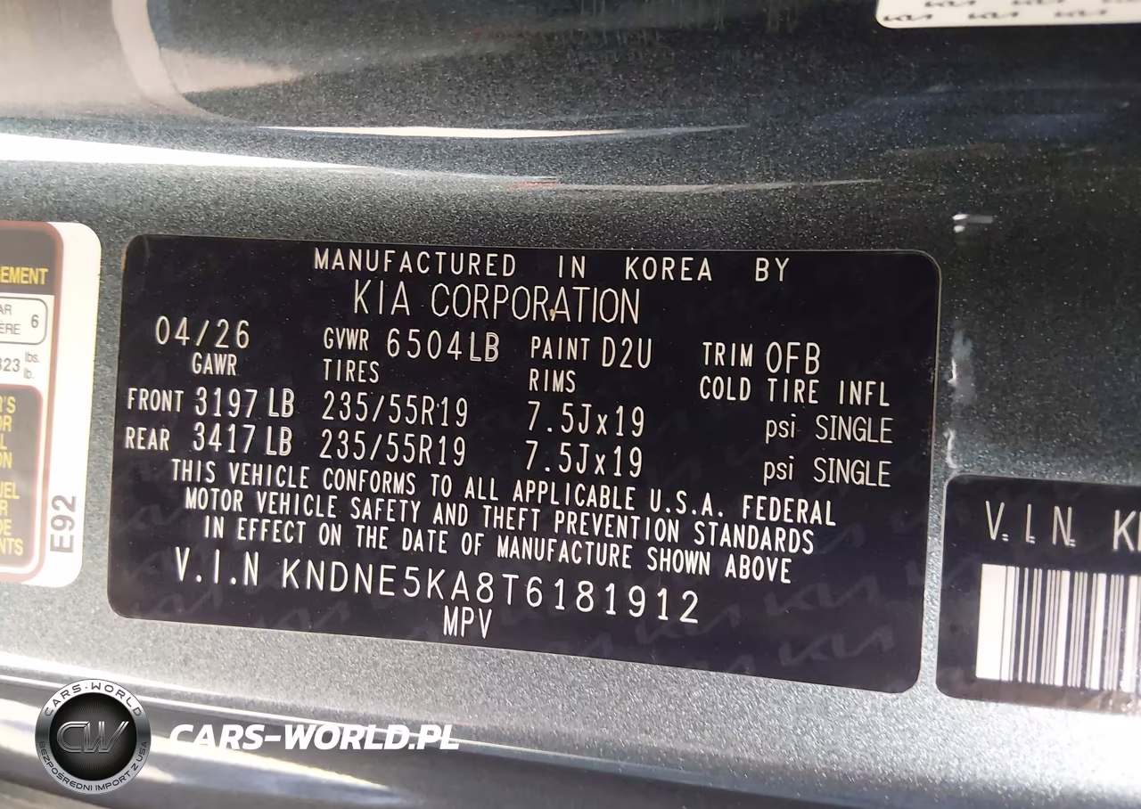 2026 Kia Carnival Mpv Hybrid Sx VIN:KNDNE5KA8T6181912 - 9