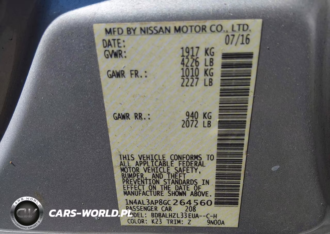 2016 Nissan Altima 2.5 Sr VIN:1N4AL3AP8GC264560 - 9