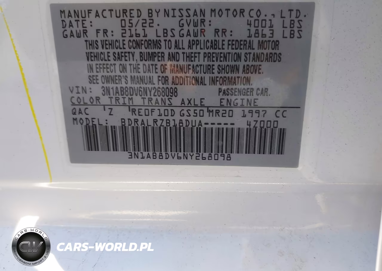2022 Nissan Sentra Sr Xtronic Cvt VIN:3N1AB8DV6NY268098 - 9
