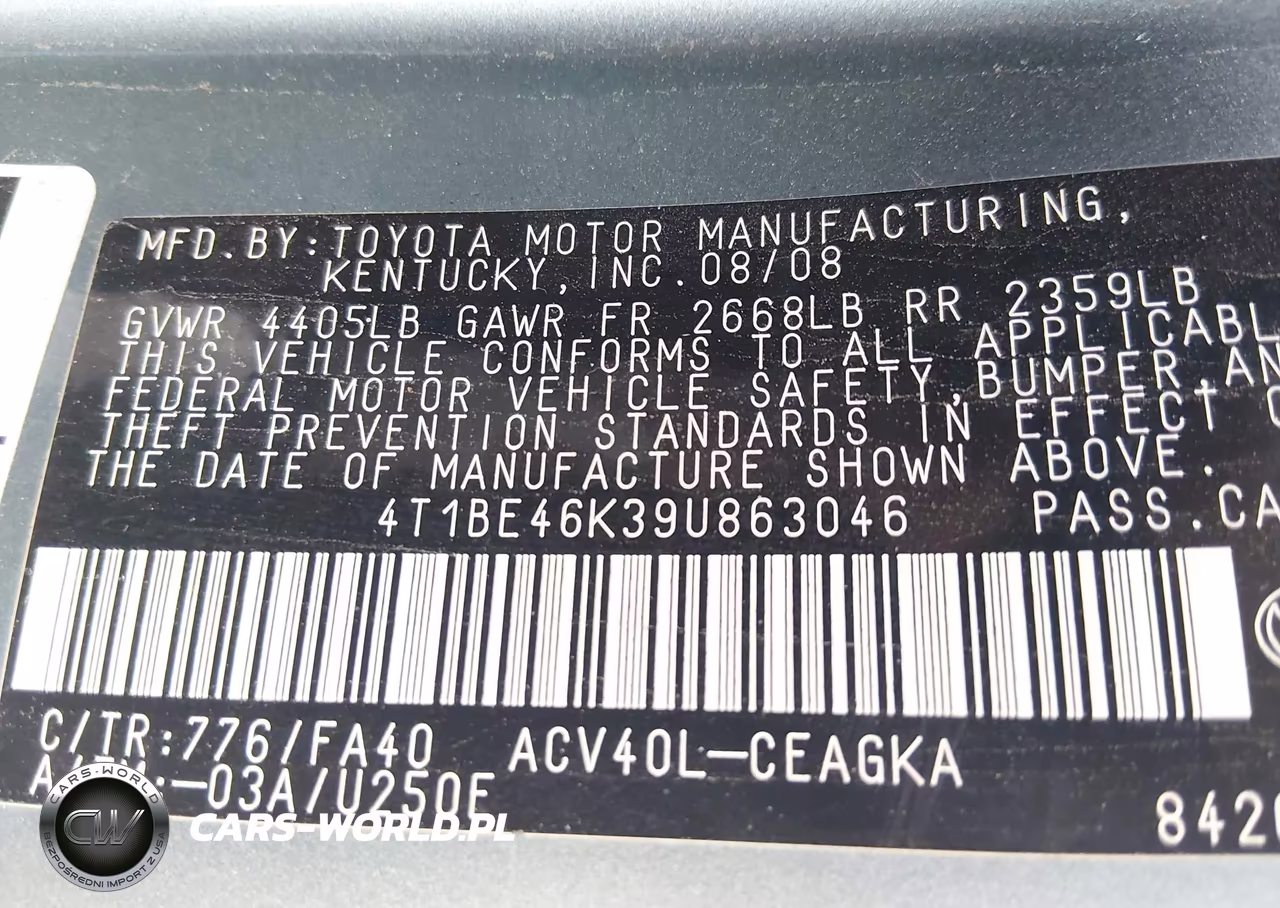 2009 Toyota Camry Xle VIN:4T1BE46K39U863046 - 9