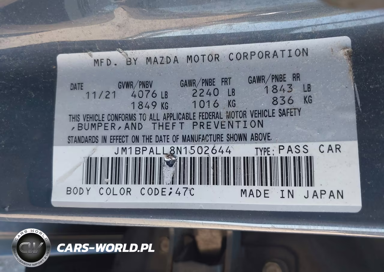 2022 Mazda Mazda3 Carbon Edition VIN:JM1BPALL8N1502644 - 9