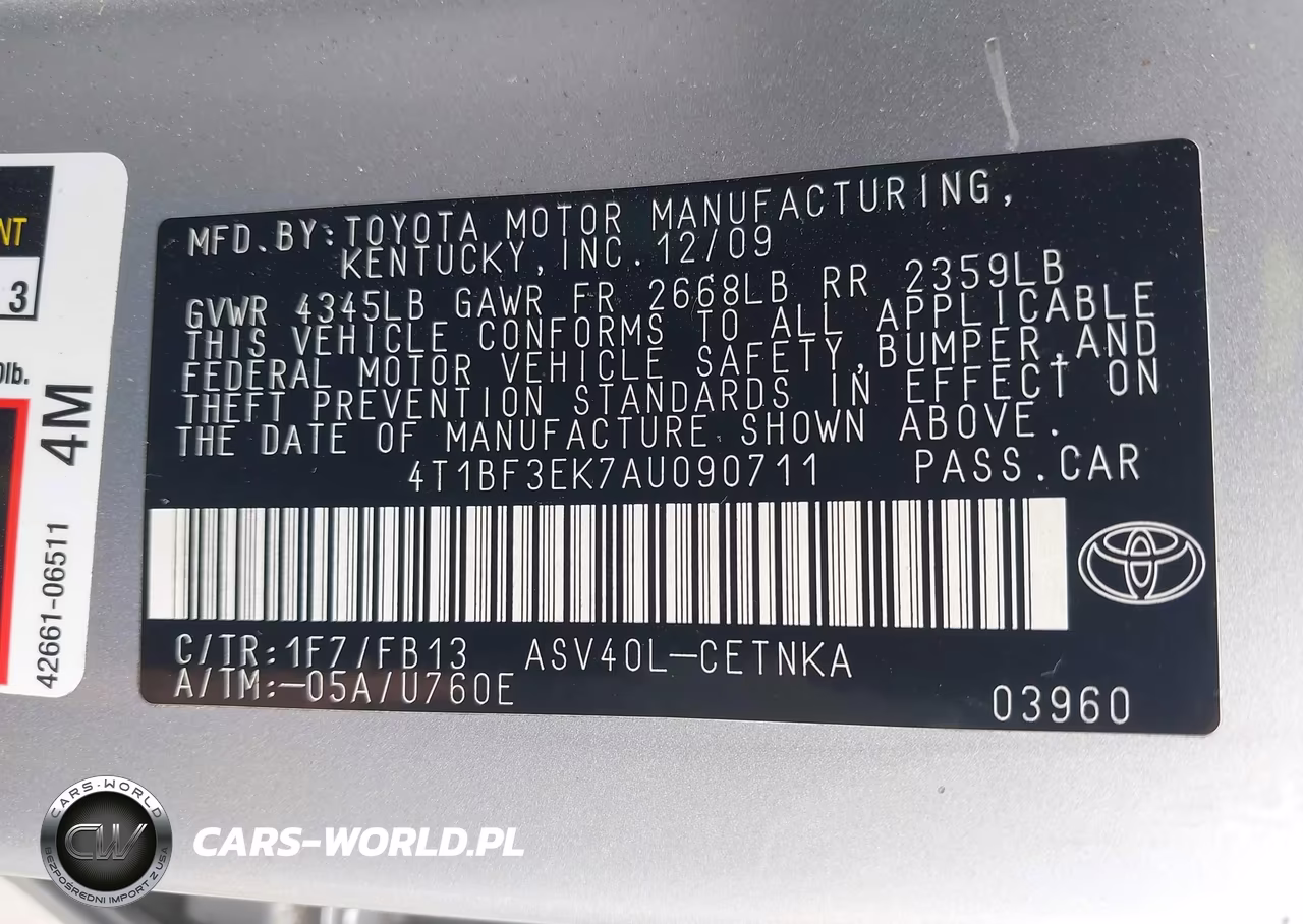 2010 Toyota Camry Le VIN:4T1BF3EK7AU090711 - 9