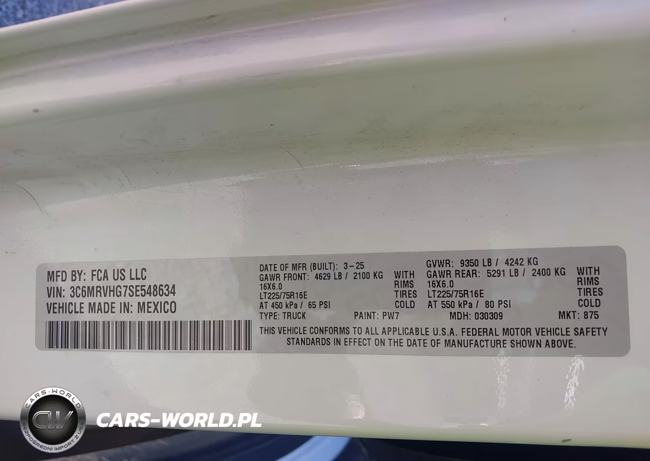 2025 Ram Promaster 3500 VIN:3C6MRVHG7SE548634 - 9