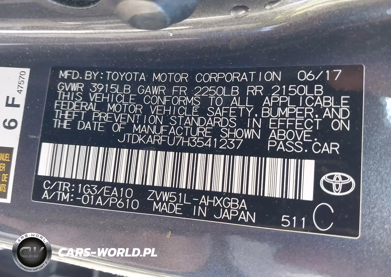 2017 Toyota Prius Four VIN:JTDKARFU7H3541237 - 9