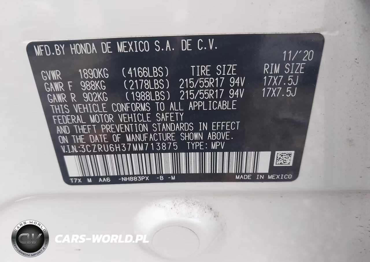 2021 Honda Hr-V Awd Lx VIN:3CZRU6H37MM713875 - 9