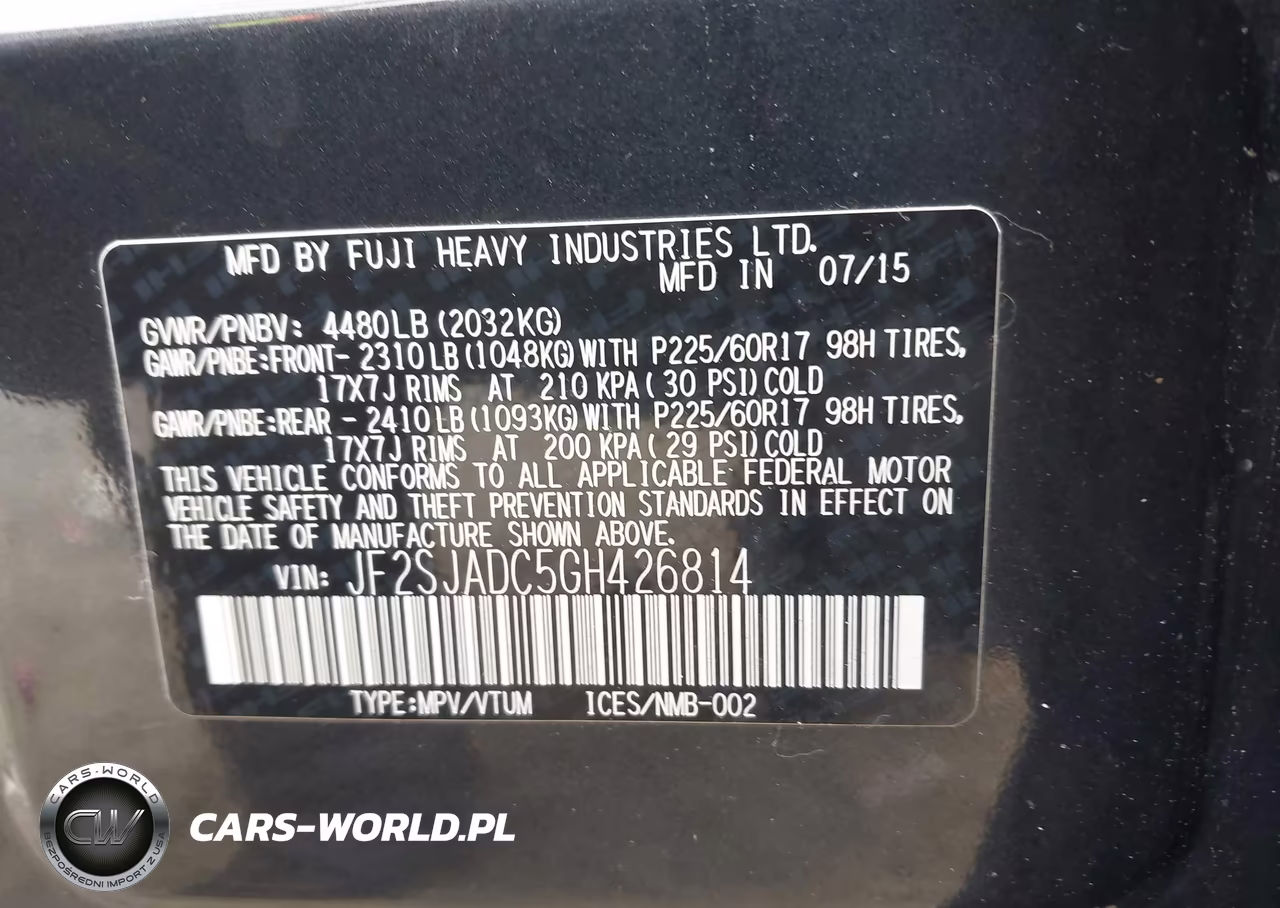 2016 Subaru Forester 2.5I Premium VIN:JF2SJADC5GH426814 - 9