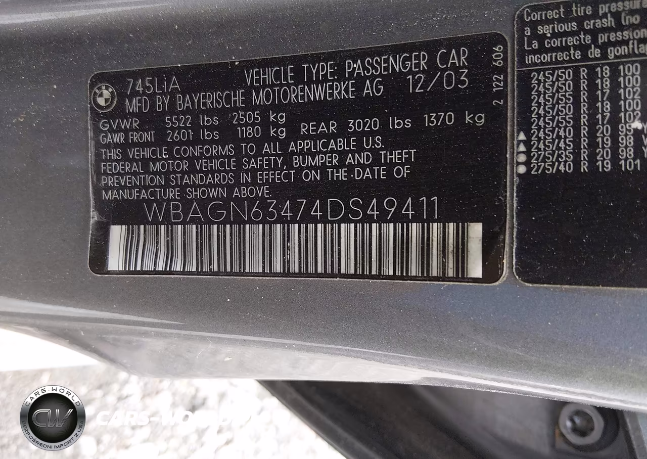 2004 BMW 745Li VIN:WBAGN63474DS49411 - 9