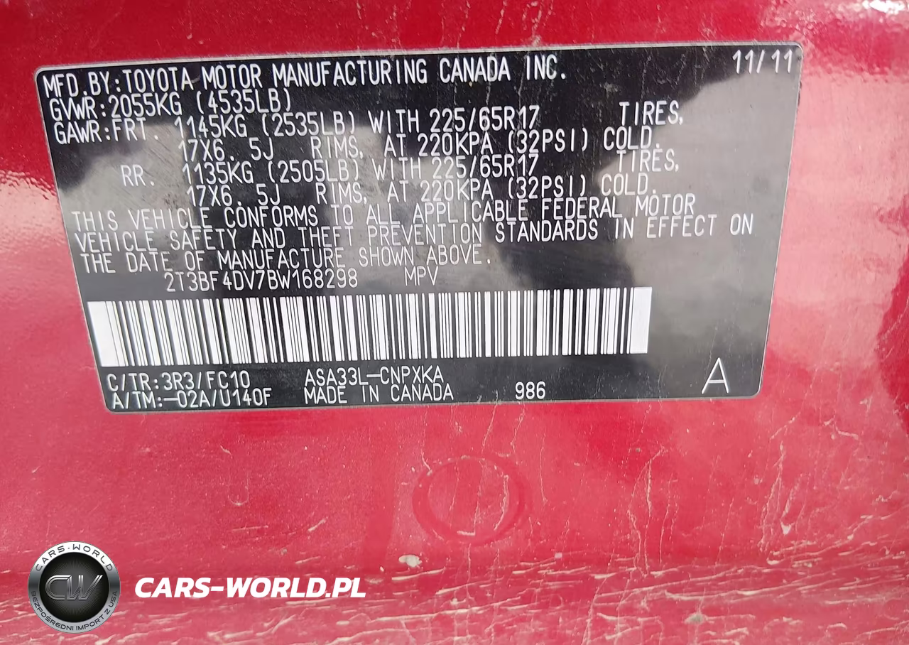 2011 Toyota Rav4 VIN:2T3BF4DV7BW168298 - 9