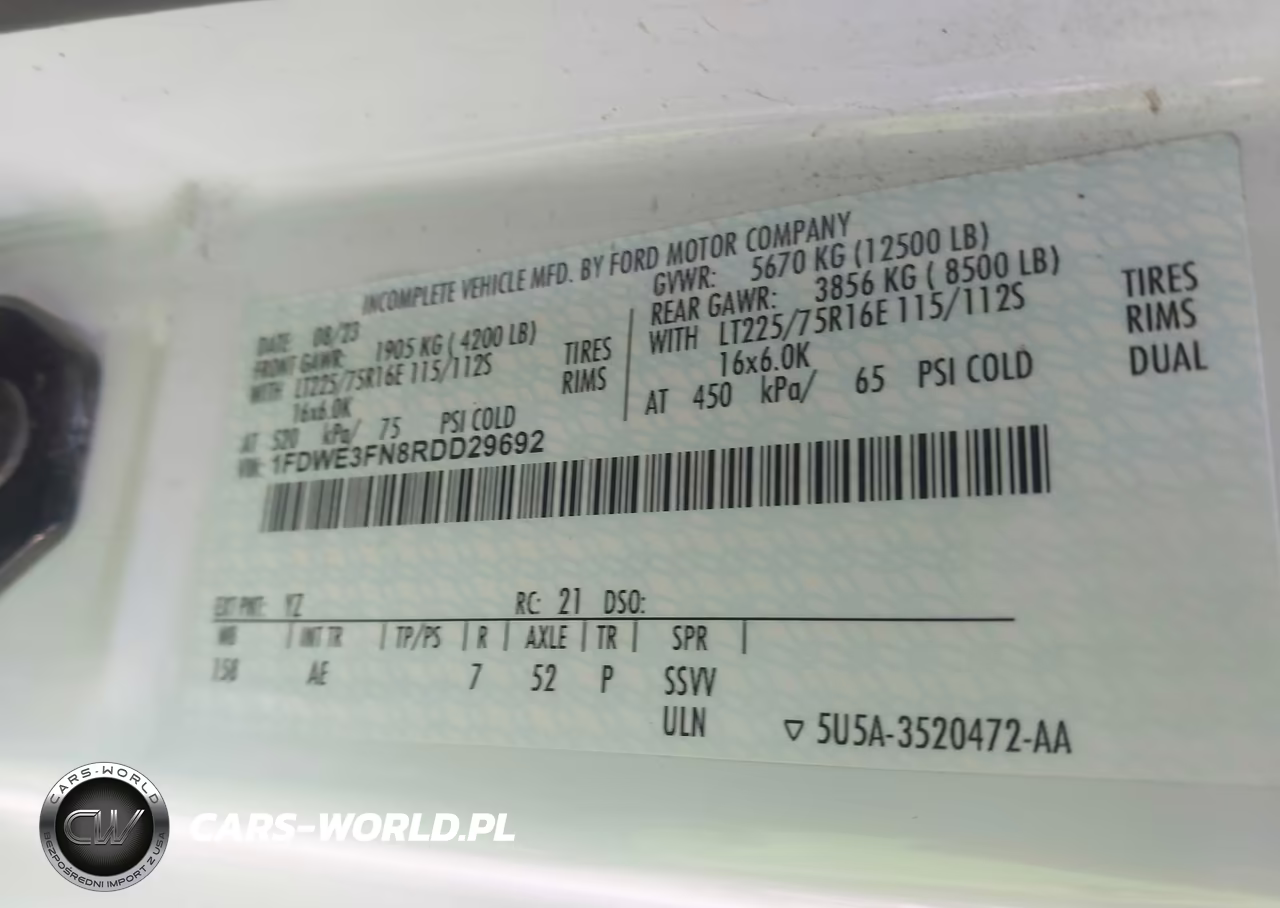 2024 Ford E-350 Cutaway VIN:1FDWE3FN8RDD29692 - 8