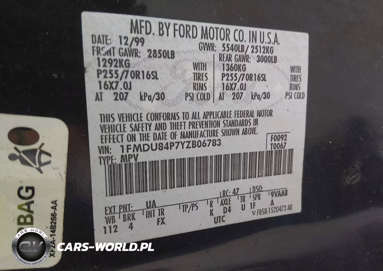 2000 Ford Explorer Eddie Bauer VIN:1FMDU84P7YZB06783 - 9