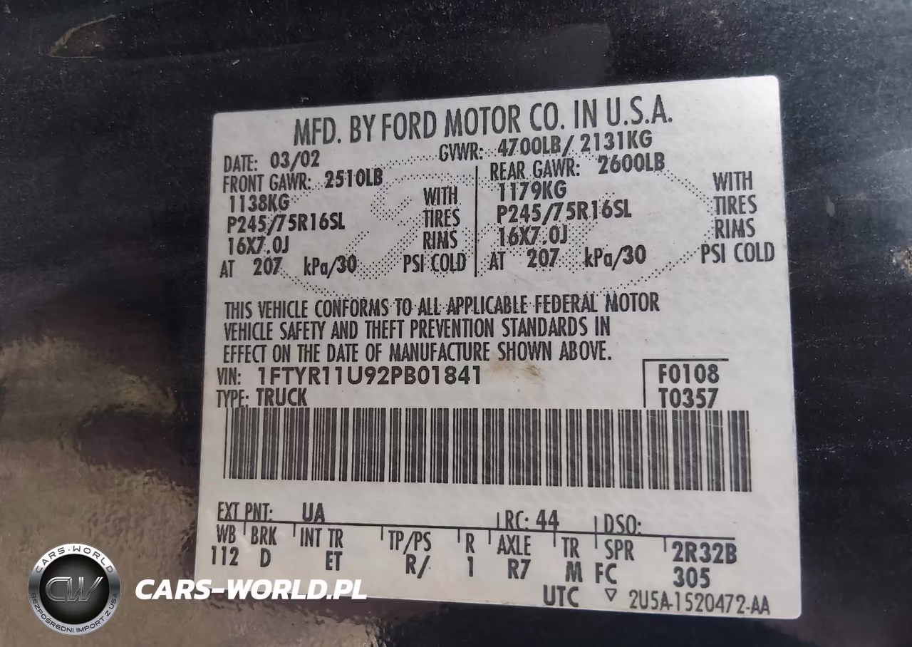 2002 Ford Ranger Edge VIN:1FTYR11U92PB01841 - 9