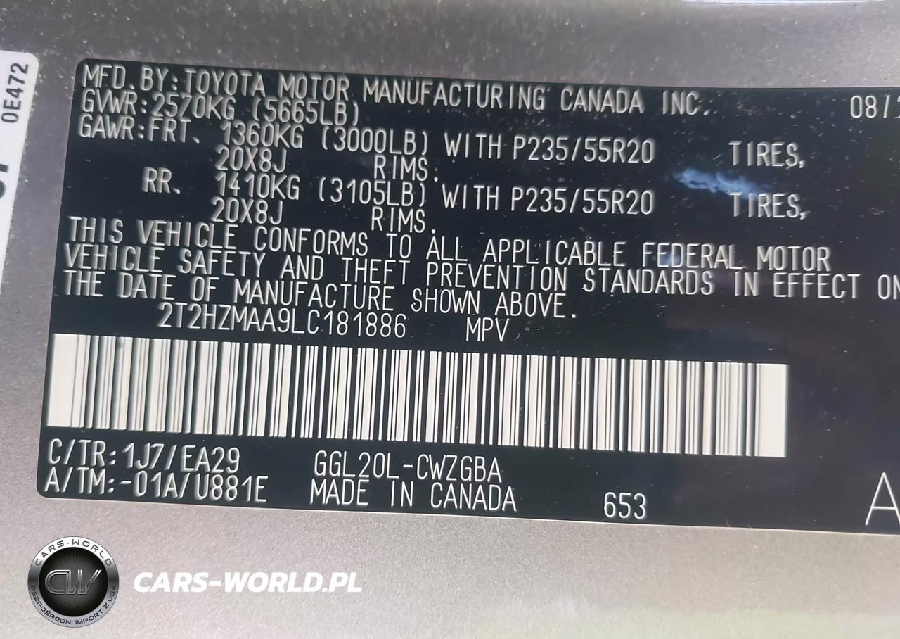 2020 Lexus Rx 350 VIN:2T2HZMAA9LC181886 - 9