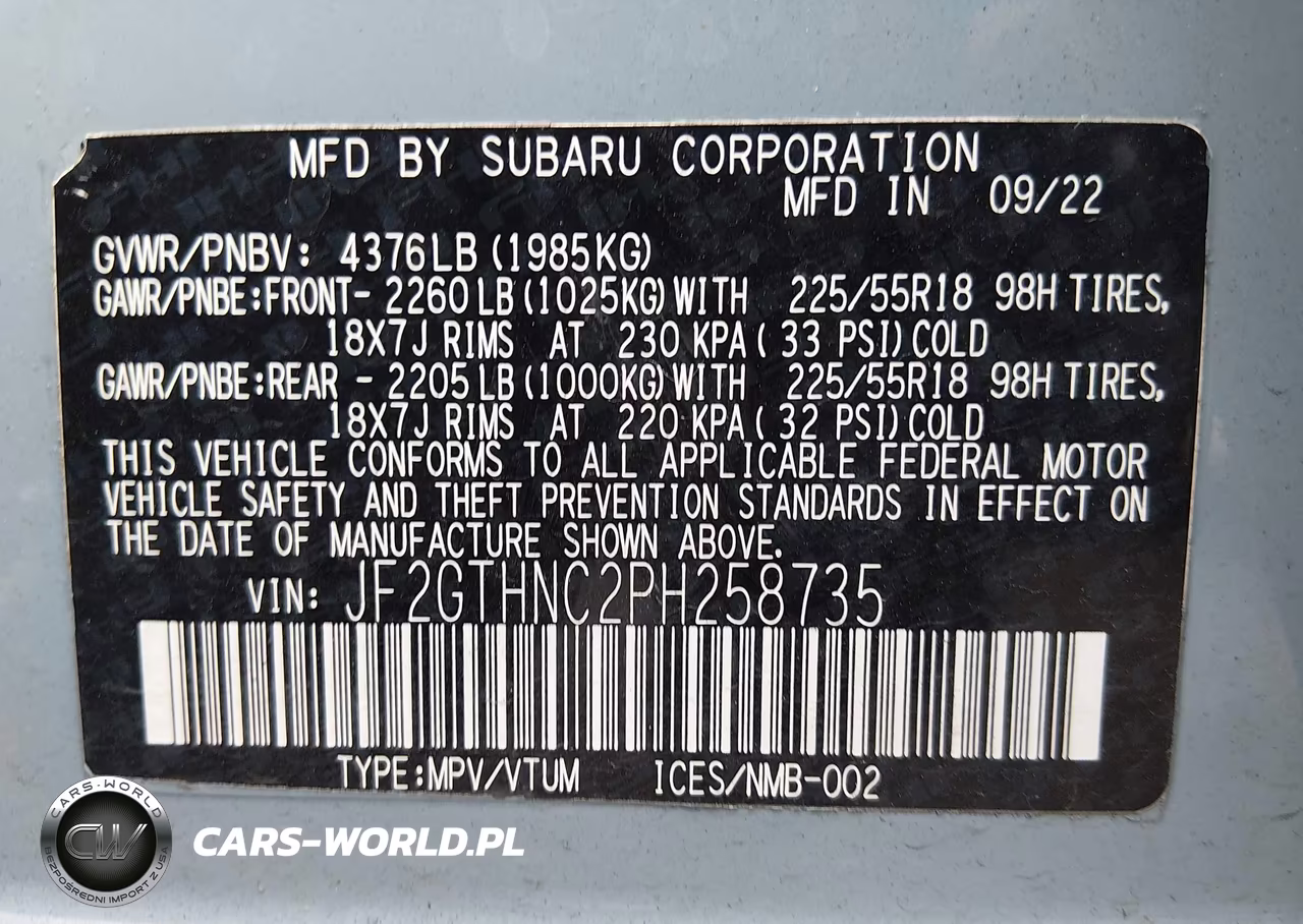 2023 Subaru Crosstrek Limited VIN:JF2GTHNC2PH258735 - 9