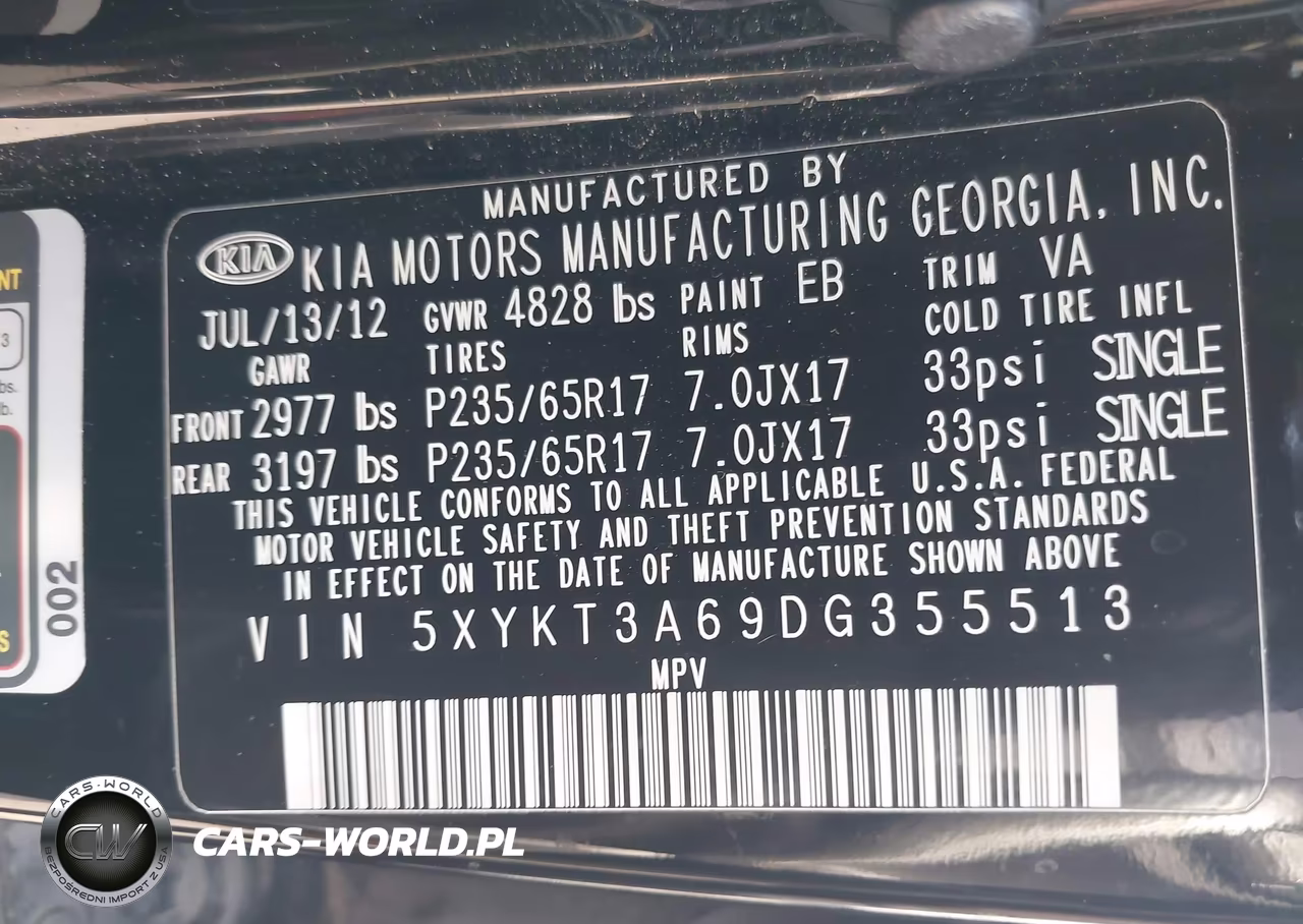 2013 Kia Sorento Lx VIN:5XYKT3A69DG355513 - 9