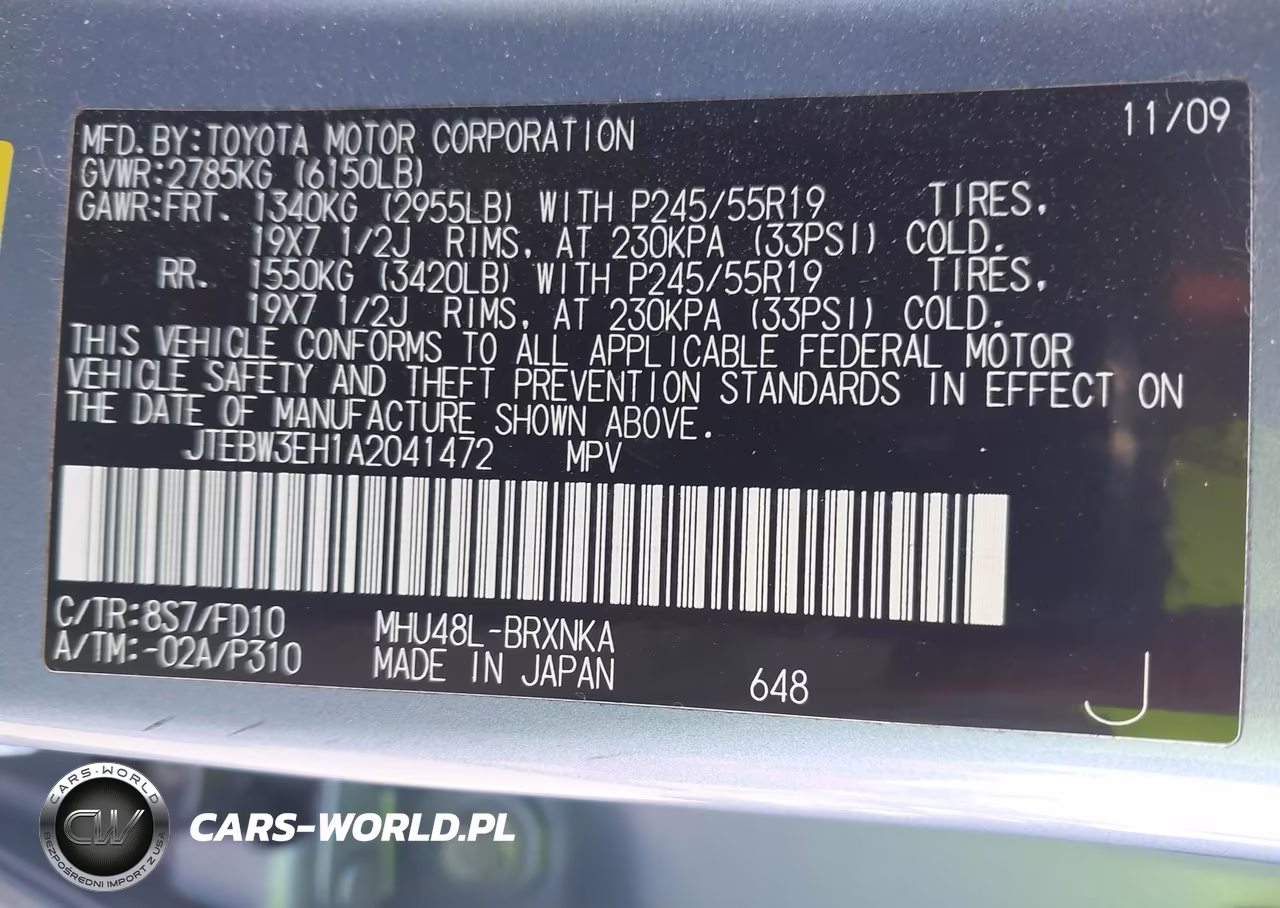2010 Toyota Highlander Hybrid Base V6 VIN:JTEBW3EH1A2041472 - 9