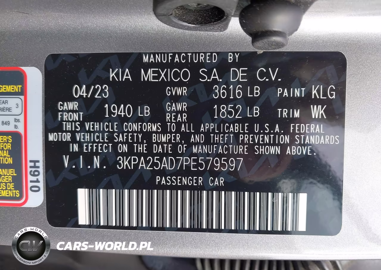 2023 Kia Rio 5-Door S VIN:3KPA25AD7PE579597 - 9