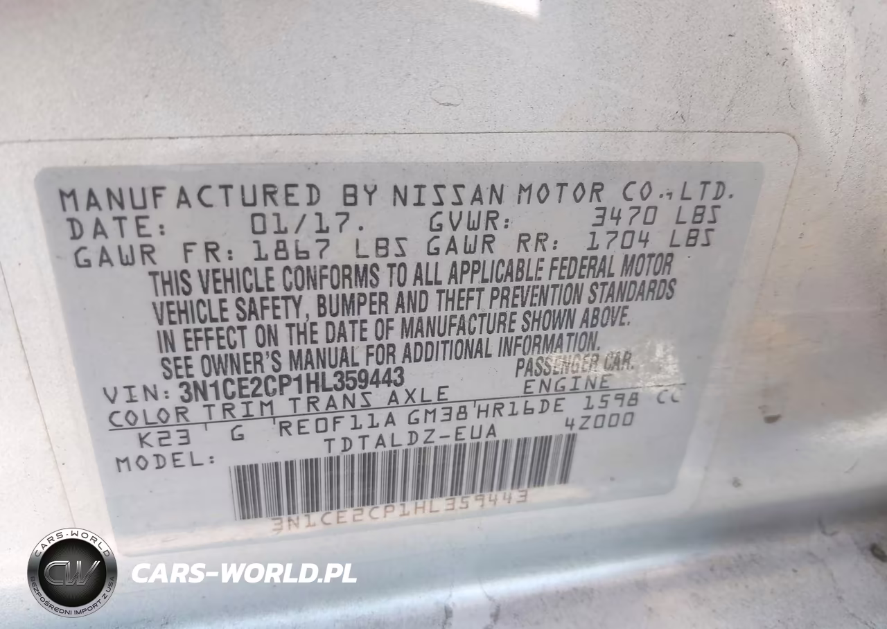 2017 Nissan Versa Note Sv VIN:3N1CE2CP1HL359443 - 9