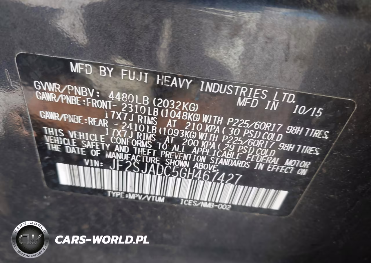 2016 Subaru Forester 2.5I Premium VIN:JF2SJADC5GH467427 - 9