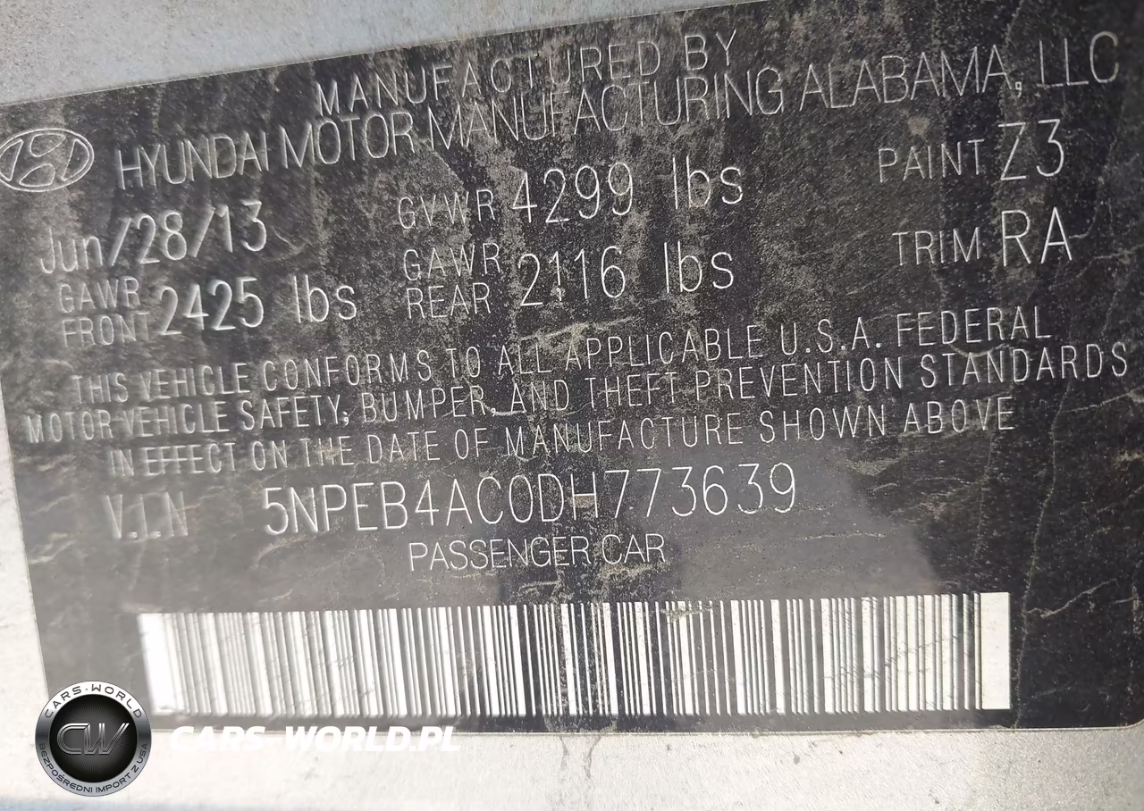 2013 Hyundai Sonata Gls VIN:5NPEB4AC0DH773639 - 9
