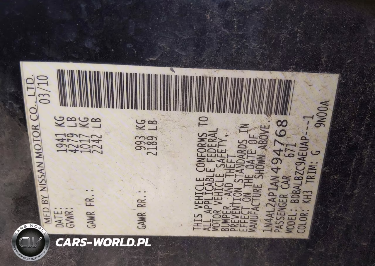 2010 Nissan Altima 2.5 S VIN:1N4AL2AP1AN494768 - 9
