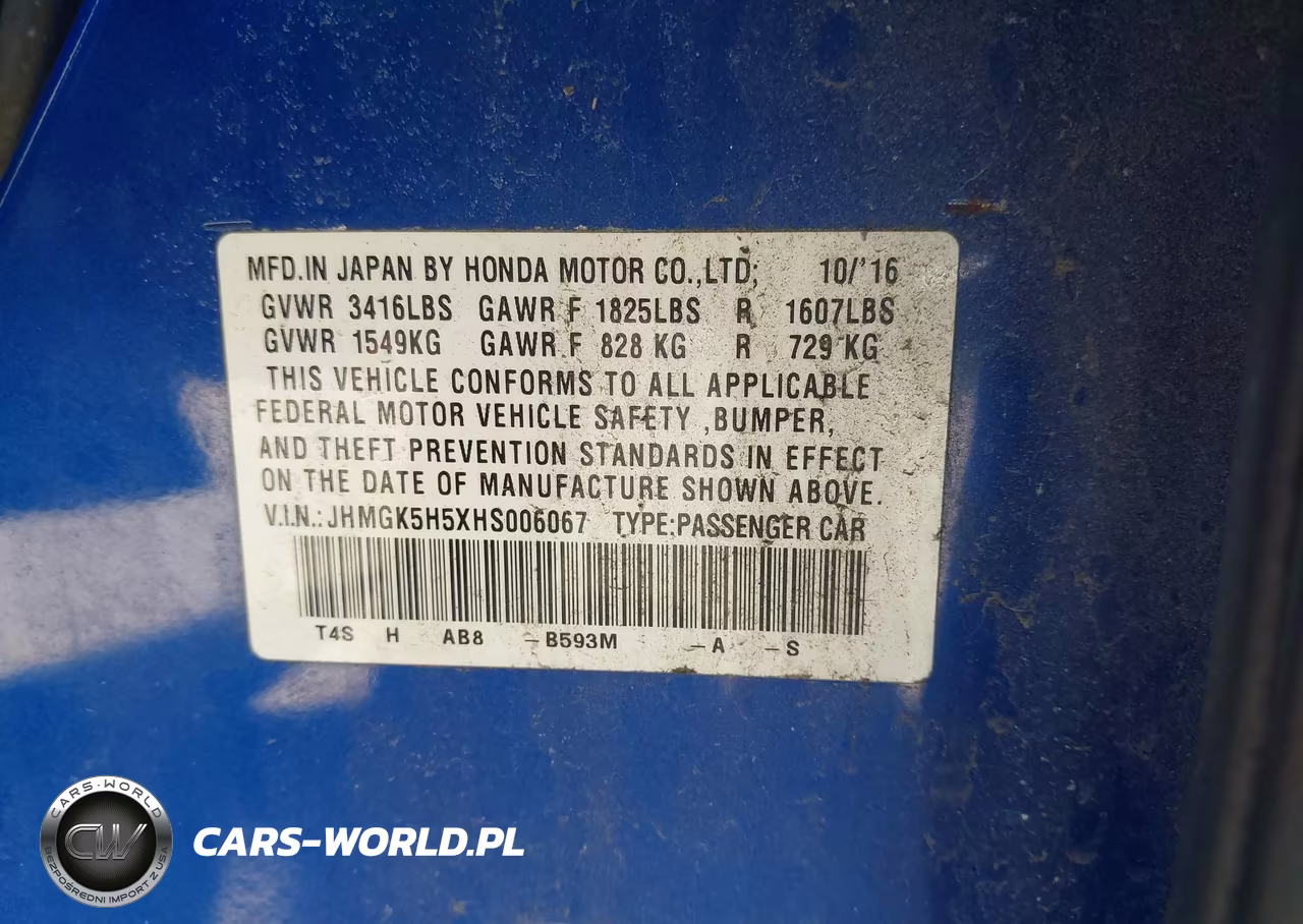 2017 Honda Fit Lx VIN:JHMGK5H5XHS006067 - 9
