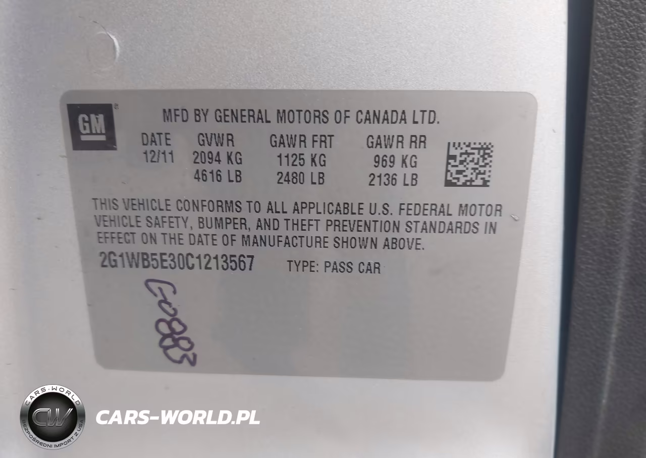 2012 Chevrolet Impala Lt VIN:2G1WB5E30C1213567 - 9