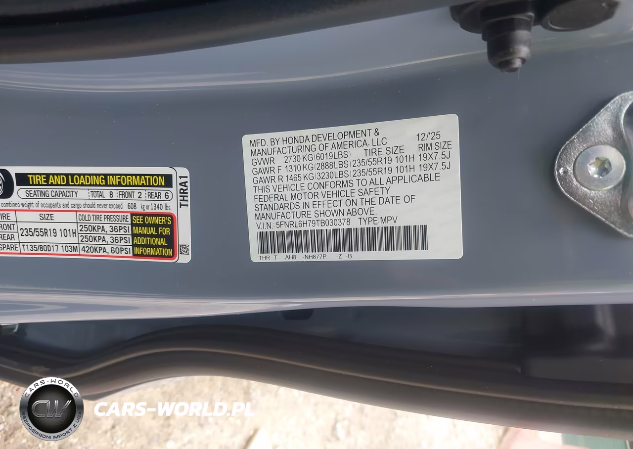 2026 Honda Odyssey Sport-L VIN:5FNRL6H79TB030378 - 9