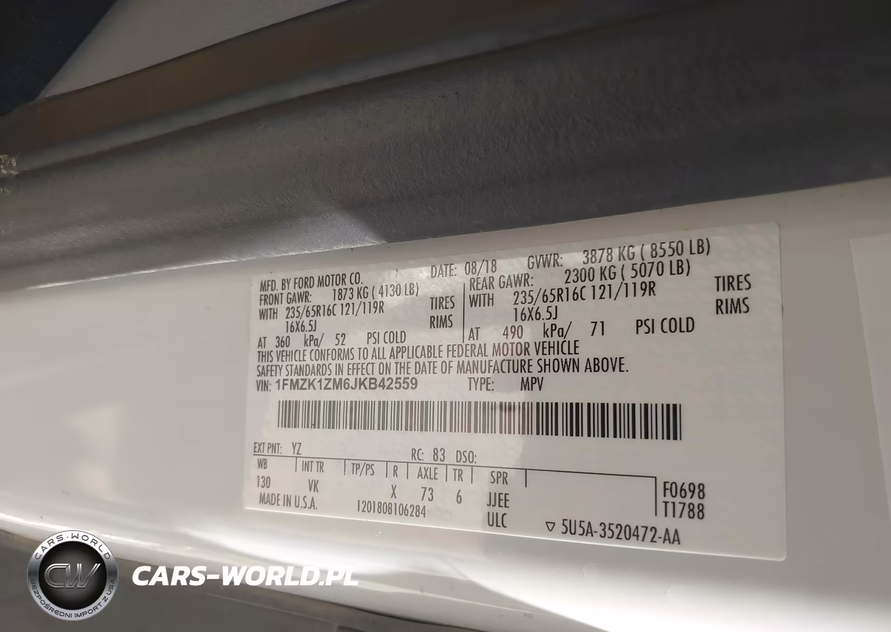 2018 Ford Transit-150 Xl VIN:1FMZK1ZM6JKB42559 - 9