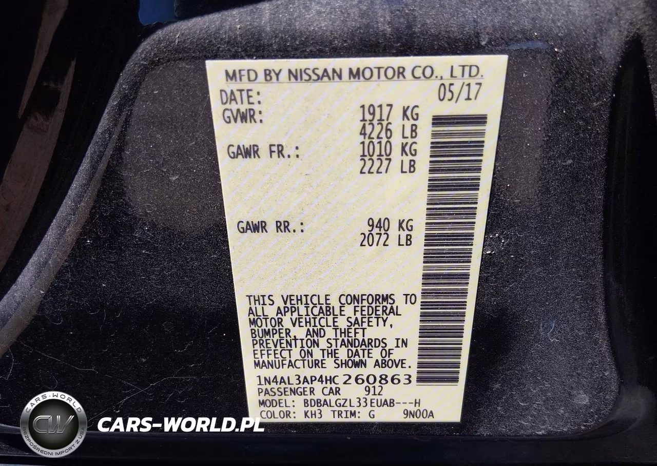2017 Nissan Altima 2.5 S VIN:1N4AL3AP4HC260863 - 9