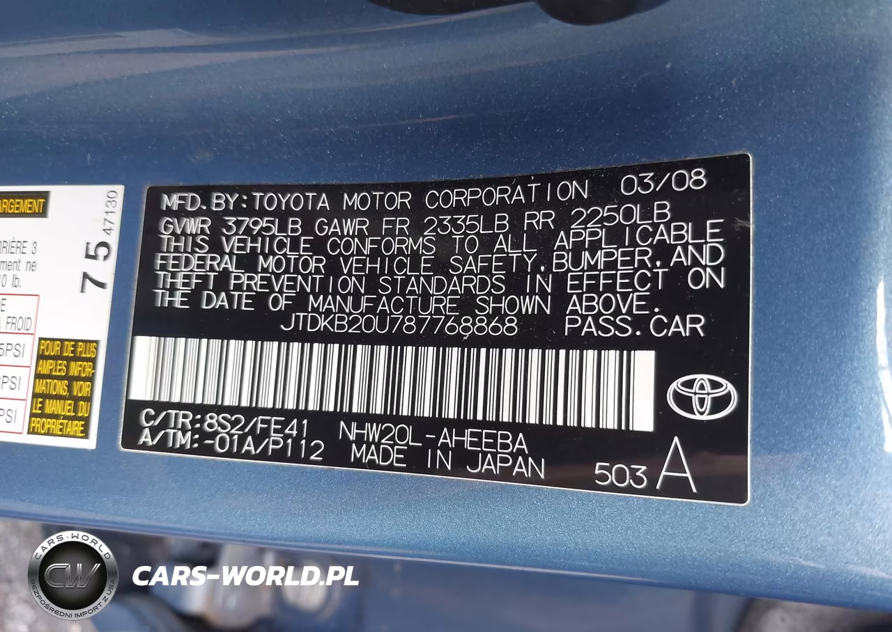 2008 Toyota Prius VIN:JTDKB20U787768868 - 9