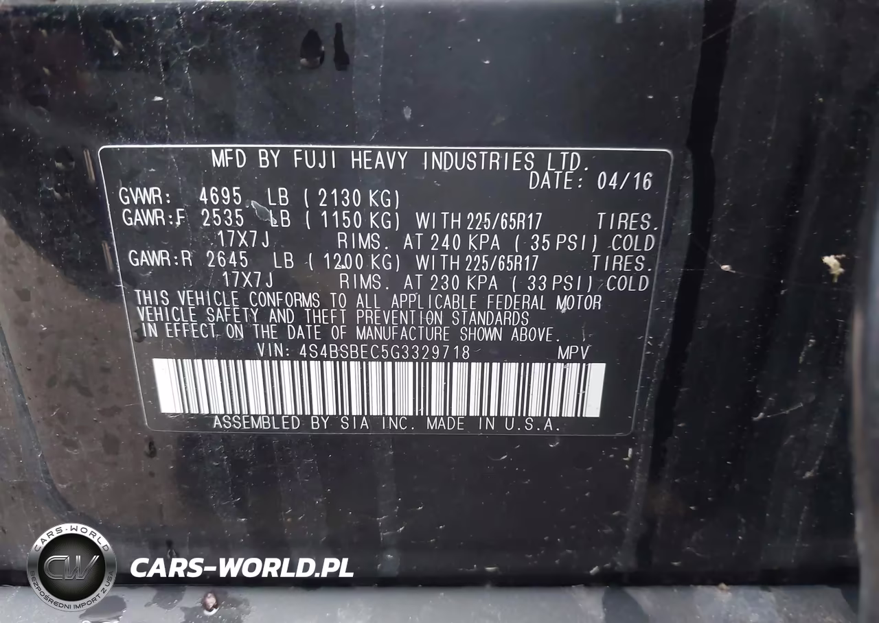2016 Subaru Outback 2.5I Premium VIN:4S4BSBEC5G3329718 - 9